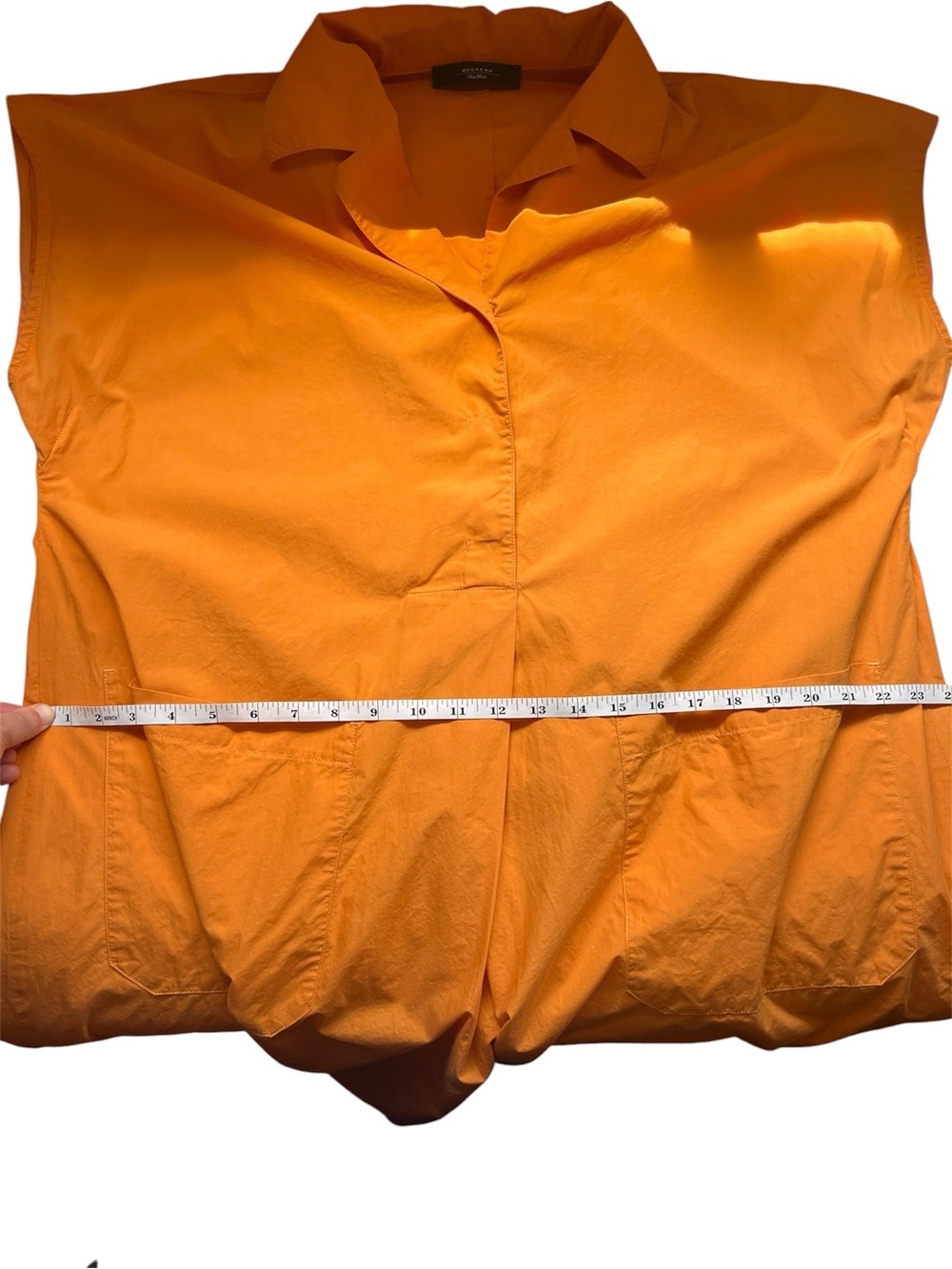 Weekend Max Mara Orange Poplin Ccotton Short-Sleeve A-Line Dress 8 - Picture 10 of 13